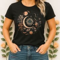 Vintage Celestial Sun And Moon Floral Boho Women's T-Shirt thumb 2