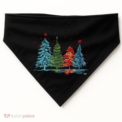 Vintage Christmas Trees Hand Drawing Christmas Trees USA-Made Doggie Bandana
