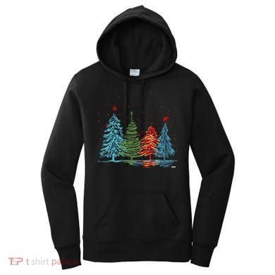 Vintage Christmas Trees Hand Drawing Christmas Trees Women's Hoodie