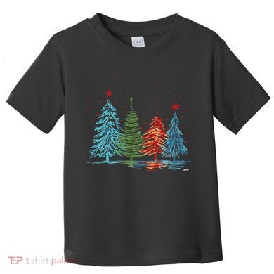 Vintage Christmas Trees Hand Drawing Christmas Trees Toddler T-Shirt