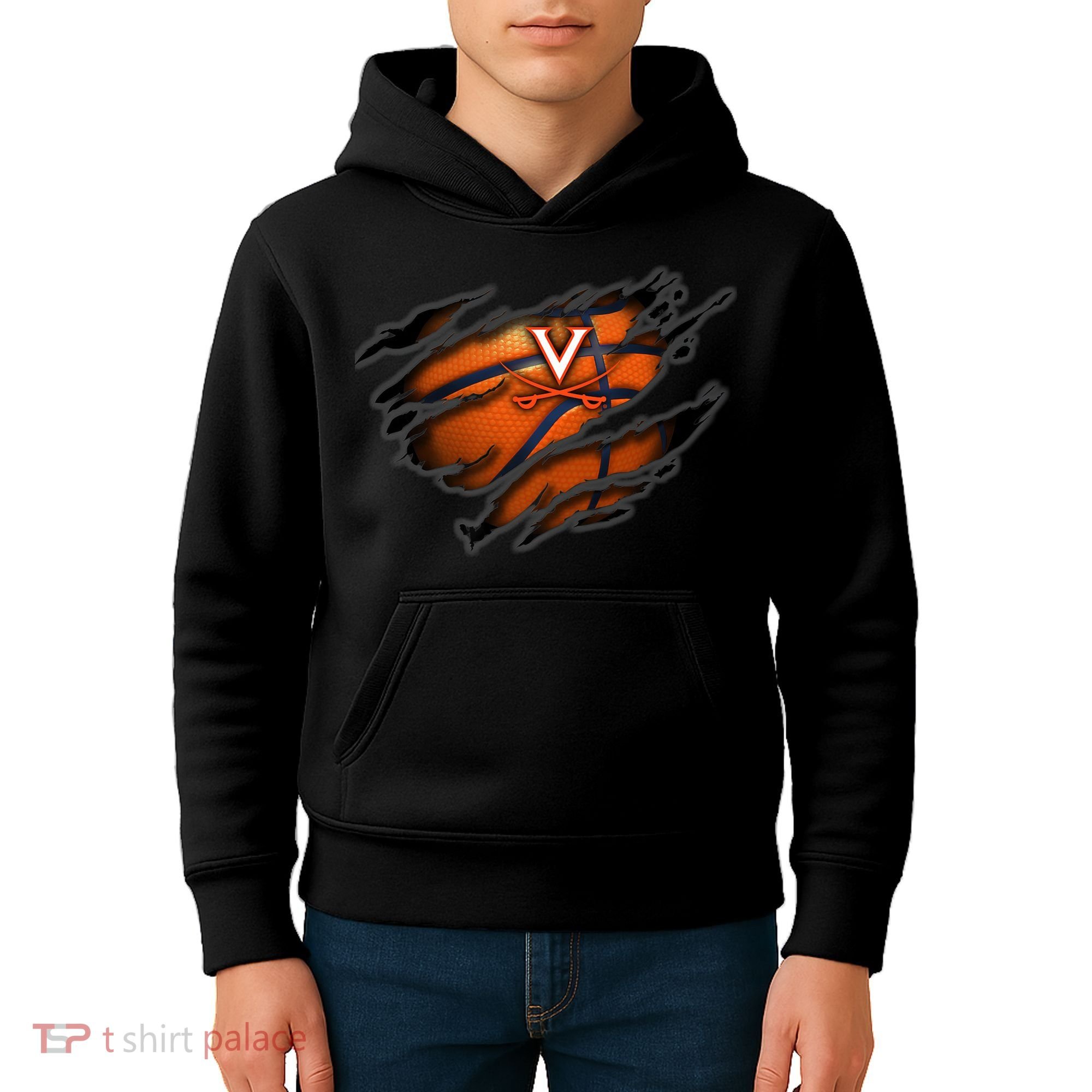 Virginia Cavaliers Tearing Basketball - Apparel Kids Hoodie