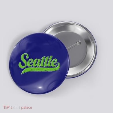 Vintage Classic Varsity Logo Style Seattle Button