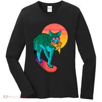 Vaporwave Coyote Women's Long Sleeve Shirt thumb 0