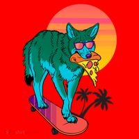 Vaporwave Coyote Santa Hat thumb 1