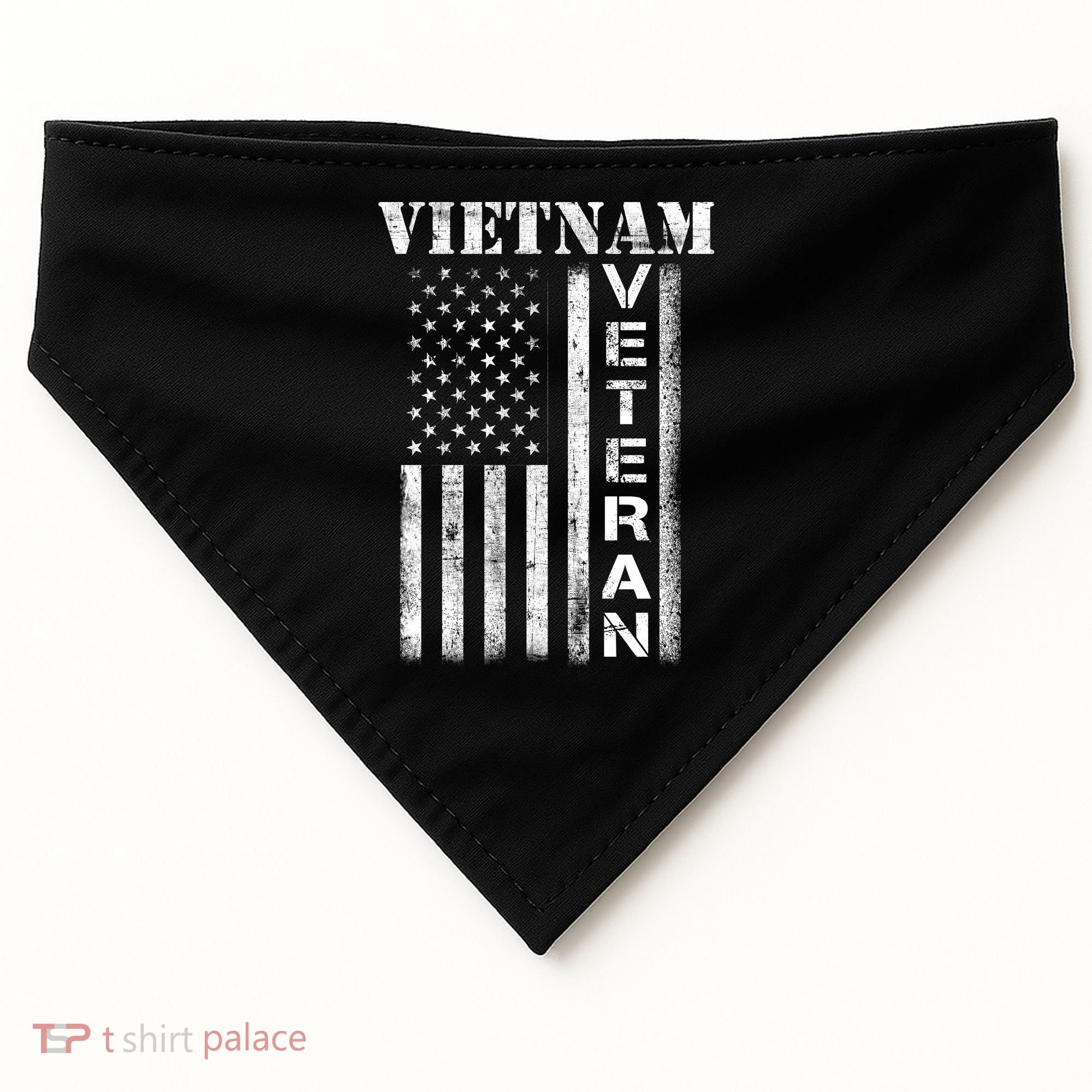 Vietnam Combat Veteran Flag Patriotic Veterans Day Gift USA-Made Doggie Bandana