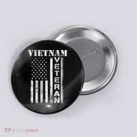 Vietnam Combat Veteran Flag Patriotic Veterans Day Gift Button thumb 0