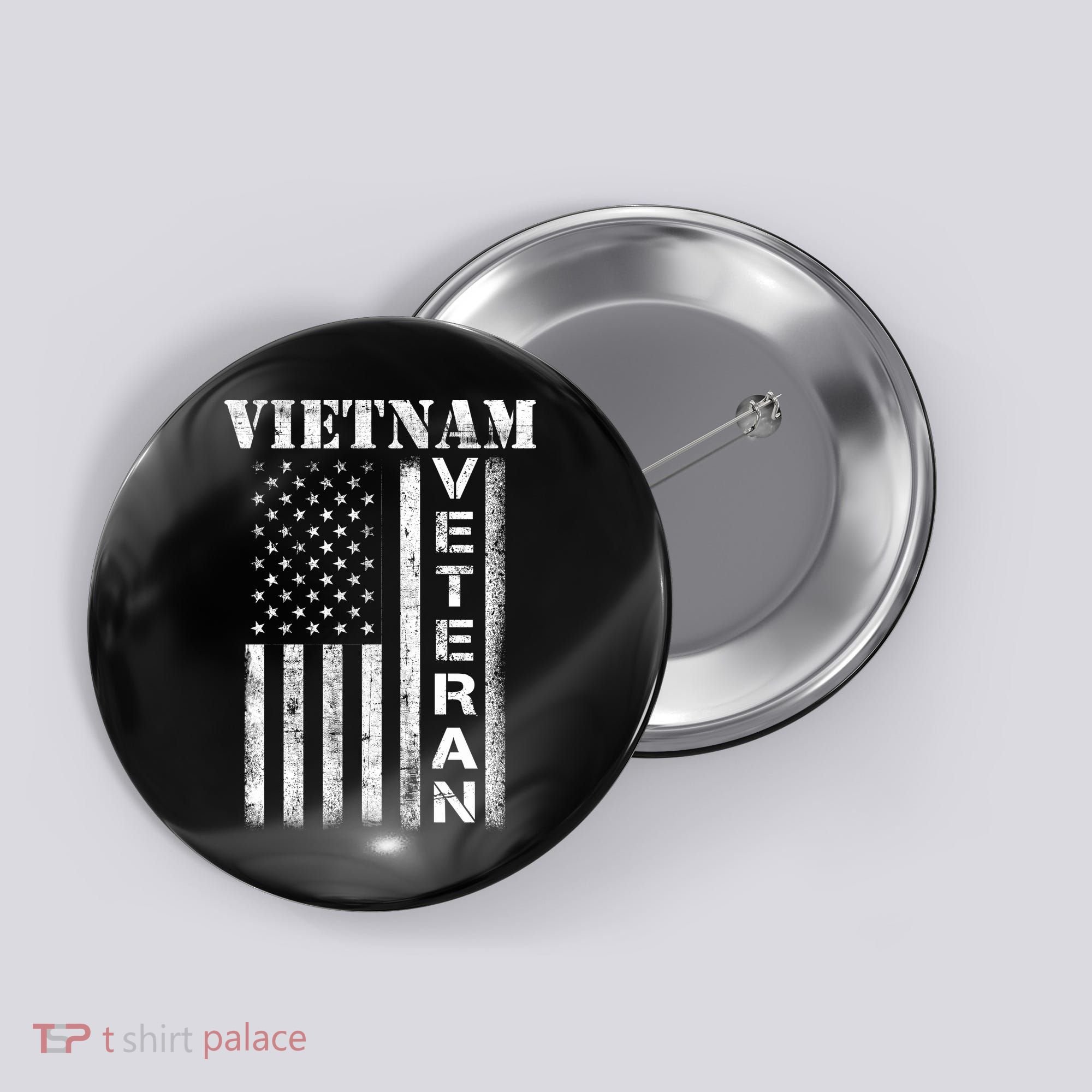 Vietnam Combat Veteran Flag Patriotic Veterans Day Gift Button