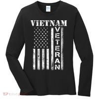 Vietnam Combat Veteran Flag Patriotic Veterans Day Gift Women's Long Sleeve Shirt thumb 0