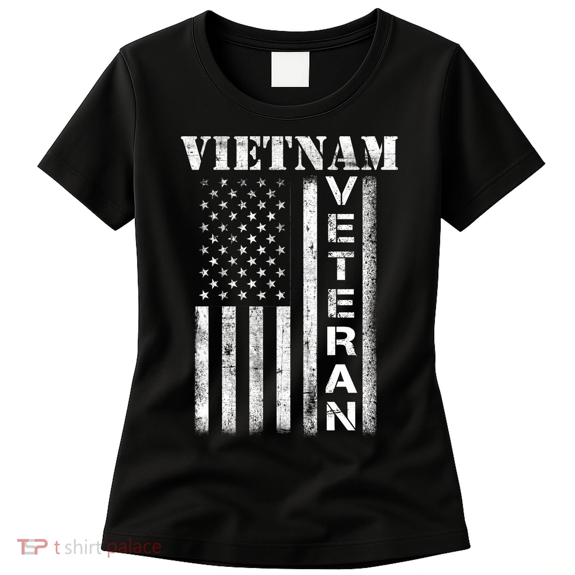 Vietnam Combat Veteran Flag Patriotic Veterans Day Gift Women's T-Shirt