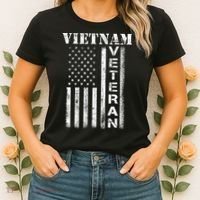 Vietnam Combat Veteran Flag Patriotic Veterans Day Gift Women's T-Shirt thumb 2