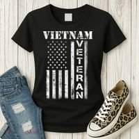 Vietnam Combat Veteran Flag Patriotic Veterans Day Gift Women's T-Shirt thumb 3