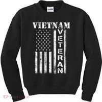 Vietnam Combat Veteran Flag Patriotic Veterans Day Gift Kids Sweatshirt thumb 0