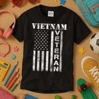 Vietnam Combat Veteran Flag Patriotic Veterans Day Gift Kids T-Shirt thumb 3
