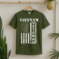 Vietnam Combat Veteran Flag Patriotic Veterans Day Gift T-Shirt thumb 2