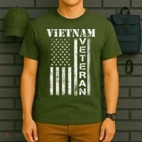 Vietnam Combat Veteran Flag Patriotic Veterans Day Gift T-Shirt thumb 6