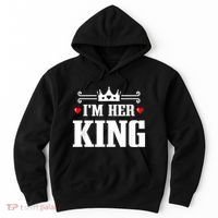 Valentines Couple Wedding Anniversary His Queen Her King Hoodie thumb 0