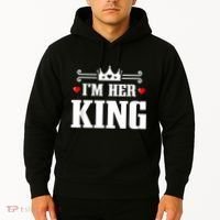Valentines Couple Wedding Anniversary His Queen Her King Hoodie thumb 2