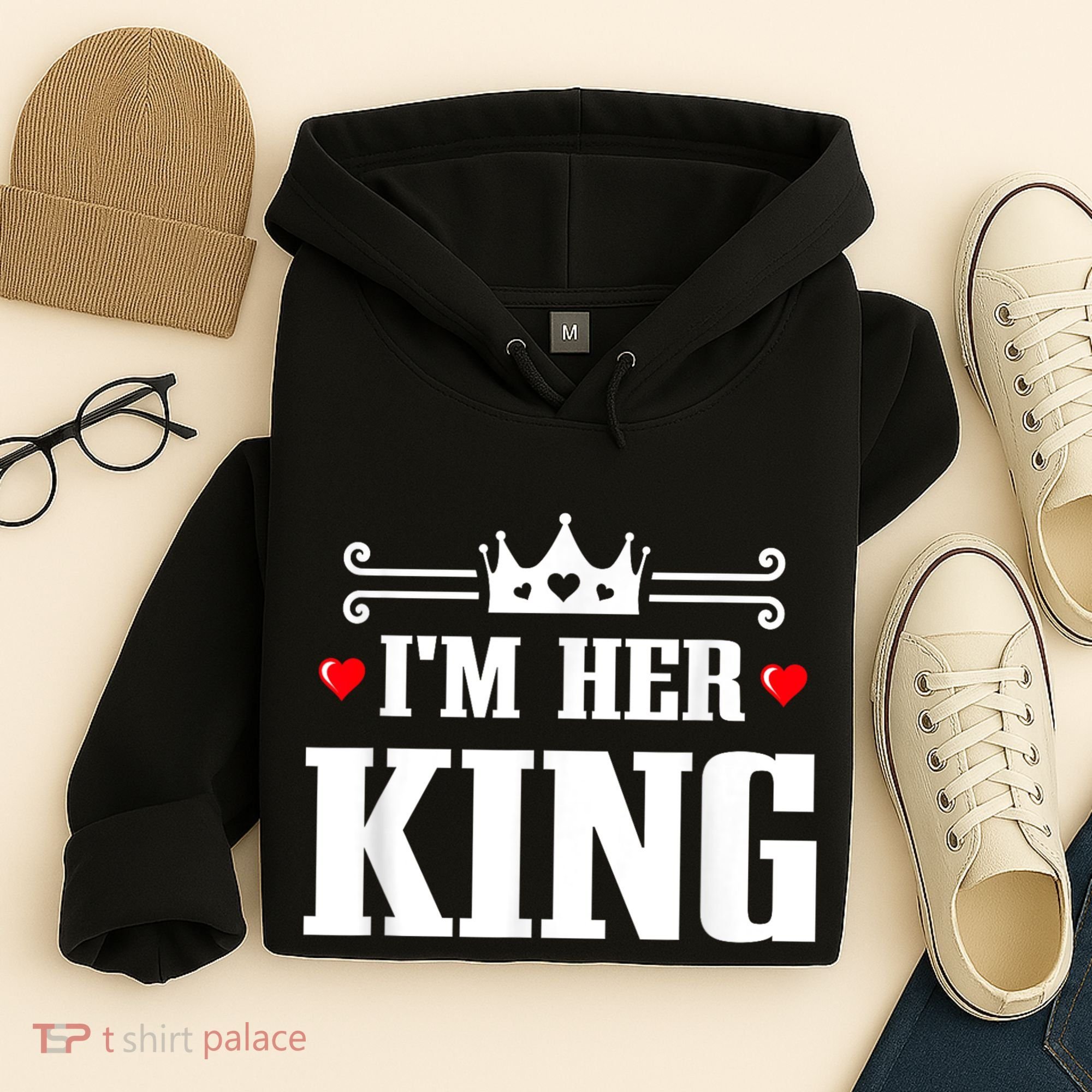Valentines Couple Wedding Anniversary His Queen Her King Hoodie