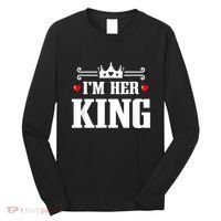 Valentines Couple Wedding Anniversary His Queen Her King Long Sleeve Shirt thumb 0