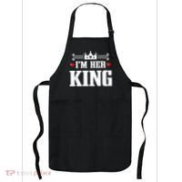 Valentines Couple Wedding Anniversary His Queen Her King Apron thumb 0
