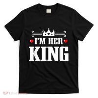 Valentines Couple Wedding Anniversary His Queen Her King T-Shirt thumb 0