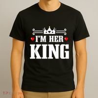 Valentines Couple Wedding Anniversary His Queen Her King T-Shirt thumb 3
