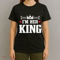 Valentines Couple Wedding Anniversary His Queen Her King T-Shirt thumb 4
