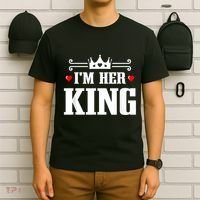 Valentines Couple Wedding Anniversary His Queen Her King T-Shirt thumb 6