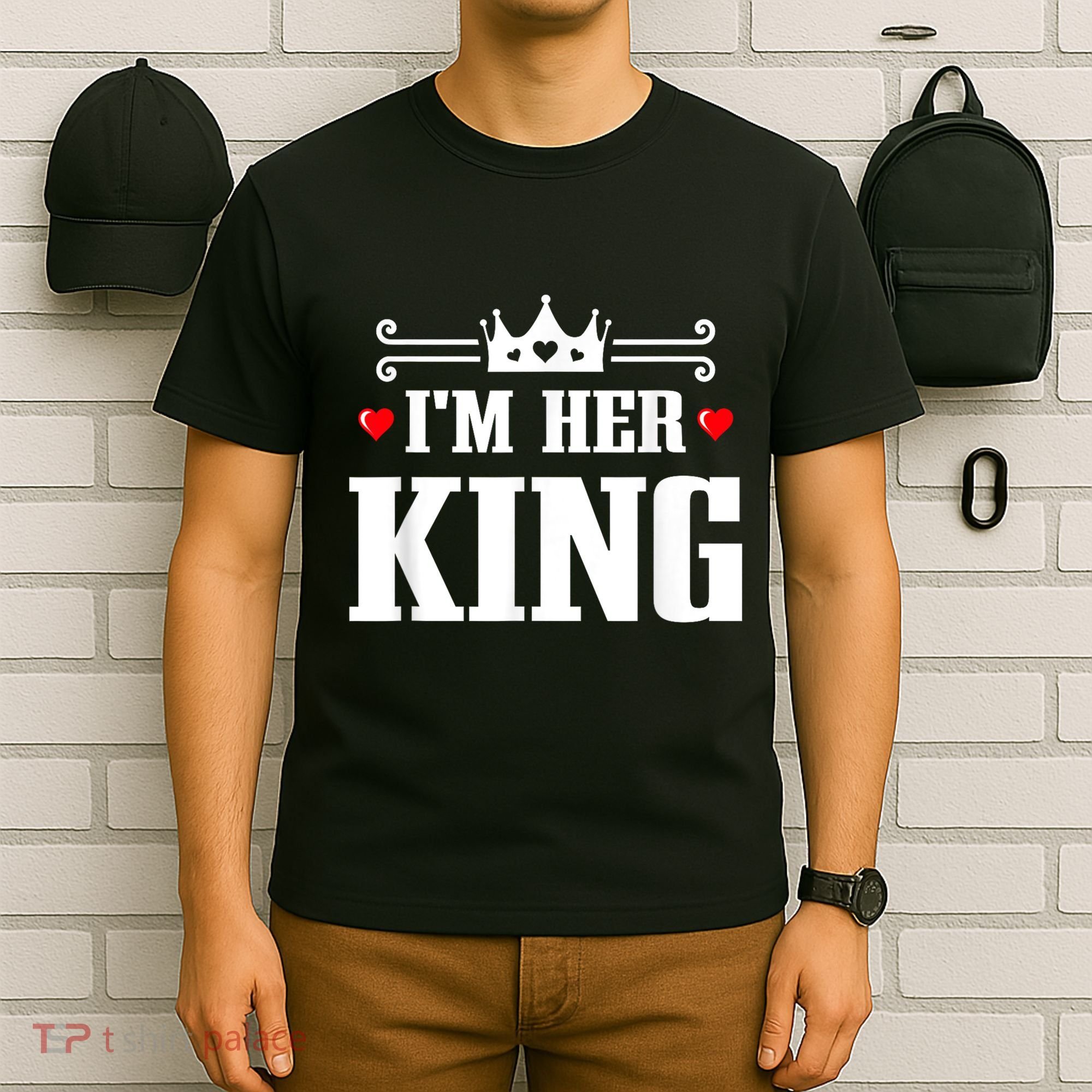 Valentines Couple Wedding Anniversary His Queen Her King T-Shirt
