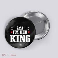 Valentines Couple Wedding Anniversary His Queen Her King Button thumb 0