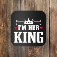 Valentines Couple Wedding Anniversary His Queen Her King Coaster thumb 0