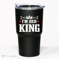 Valentines Couple Wedding Anniversary His Queen Her King Tumbler thumb 0