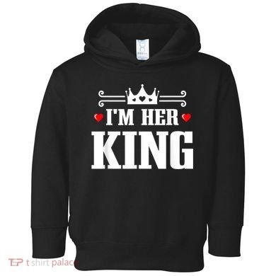 Valentines Couple Wedding Anniversary His Queen Her King Toddler Hoodie