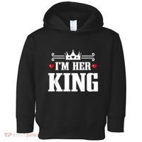 Valentines Couple Wedding Anniversary His Queen Her King Toddler Hoodie thumb 0