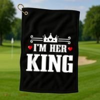 Valentines Couple Wedding Anniversary His Queen Her King Golf Towel thumb 1