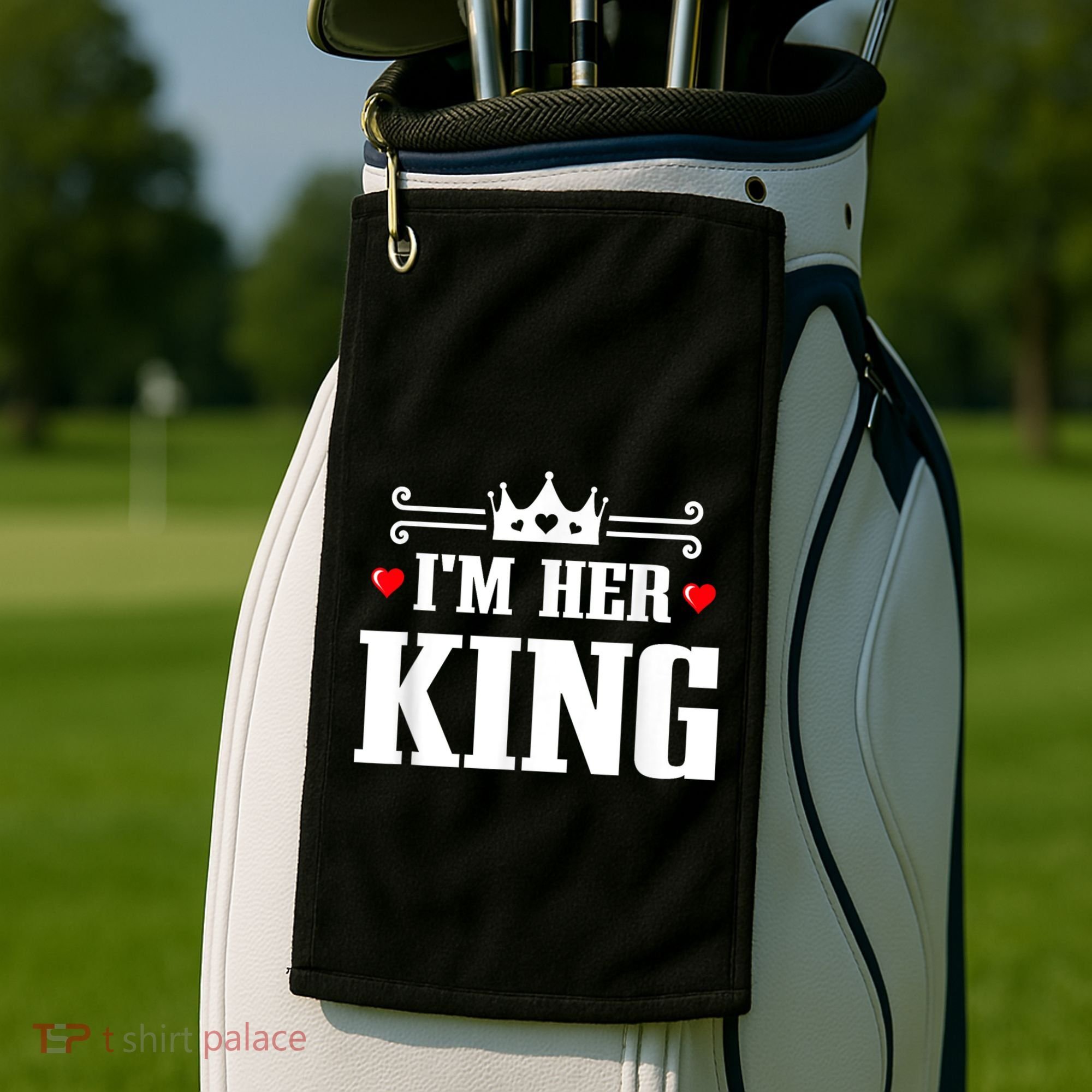 Valentines Couple Wedding Anniversary His Queen Her King Golf Towel
