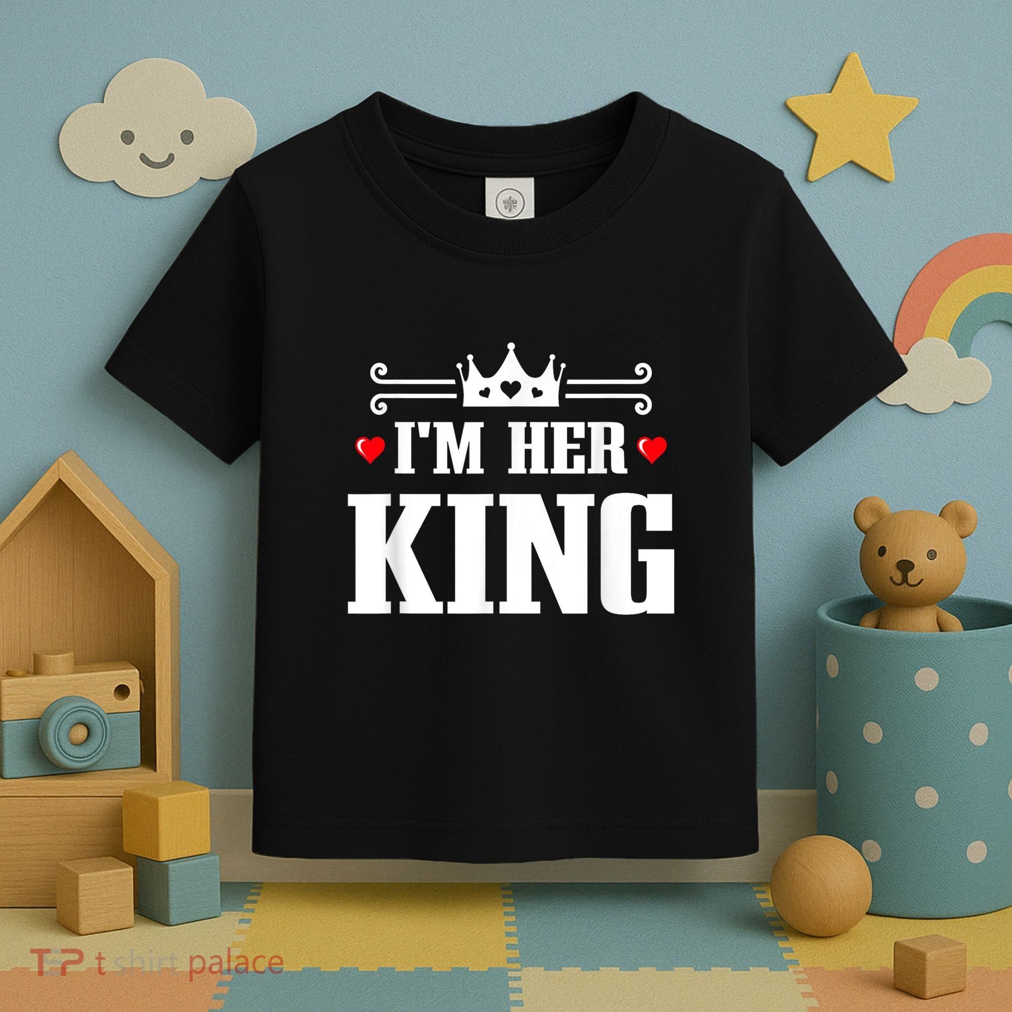 Valentines Couple Wedding Anniversary His Queen Her King Toddler T-Shirt