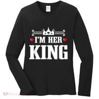 Valentines Couple Wedding Anniversary His Queen Her King Women's Long Sleeve Shirt thumb 0