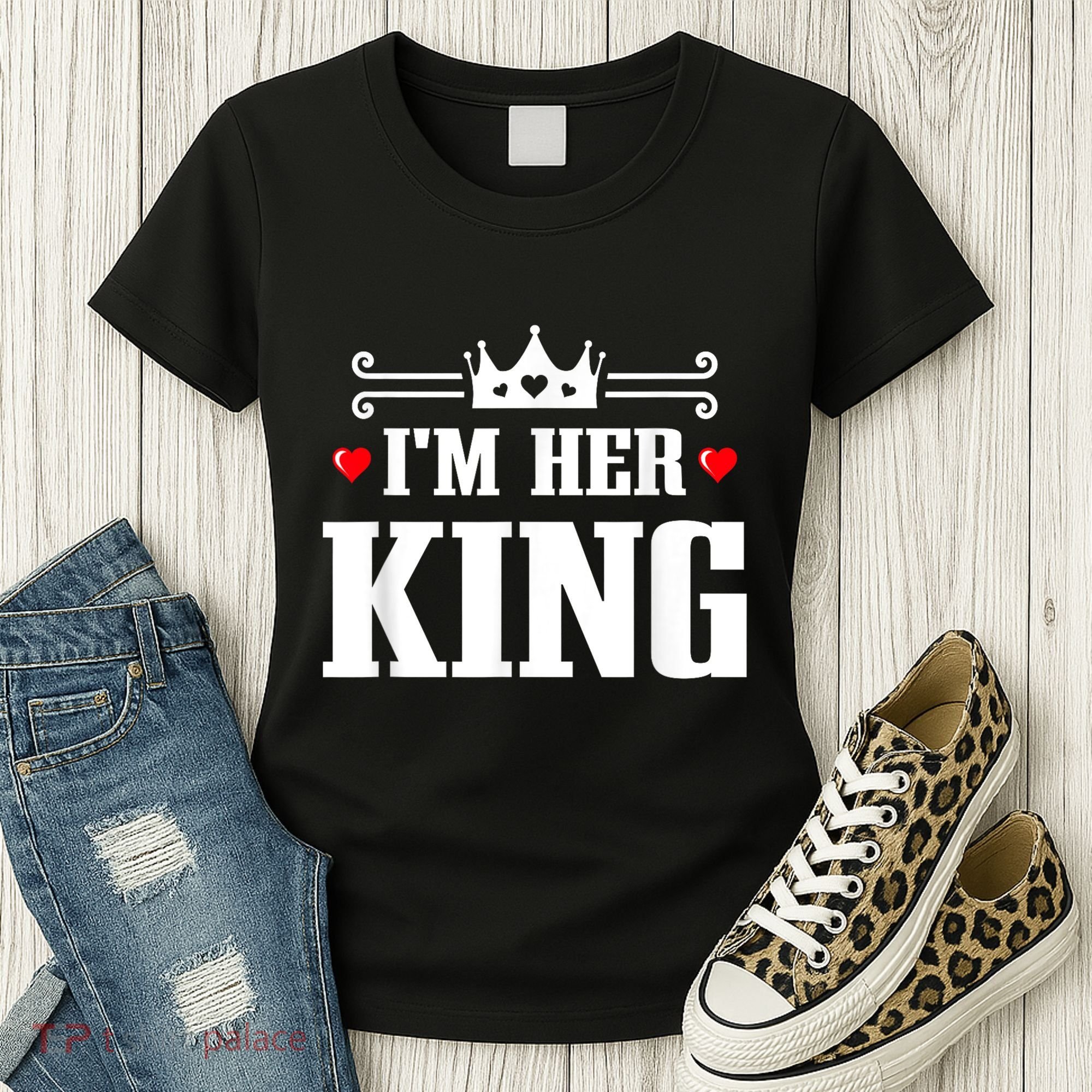 Valentines Couple Wedding Anniversary His Queen Her King Women's T-Shirt