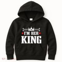 Valentines Couple Wedding Anniversary His Queen Her King Kids Hoodie thumb 0