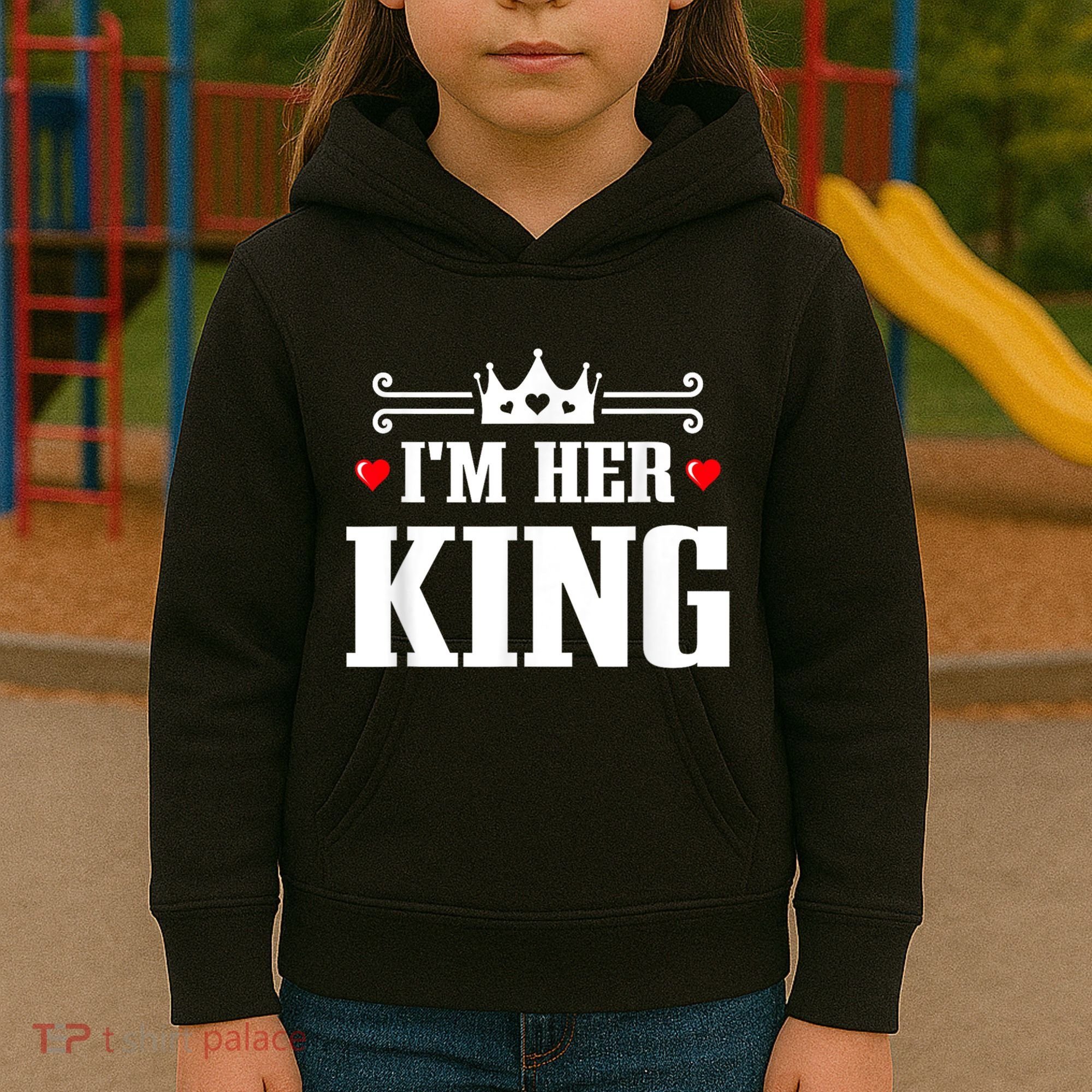 Valentines Couple Wedding Anniversary His Queen Her King Kids Hoodie