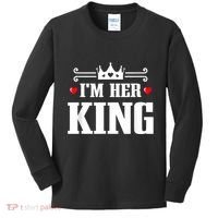 Valentines Couple Wedding Anniversary His Queen Her King Kids Long Sleeve Shirt thumb 0