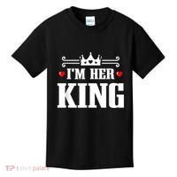 Valentines Couple Wedding Anniversary His Queen Her King Kids T-Shirt thumb 0