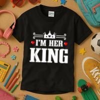 Valentines Couple Wedding Anniversary His Queen Her King Kids T-Shirt thumb 3