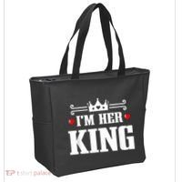Valentines Couple Wedding Anniversary His Queen Her King Tote Bag thumb 2