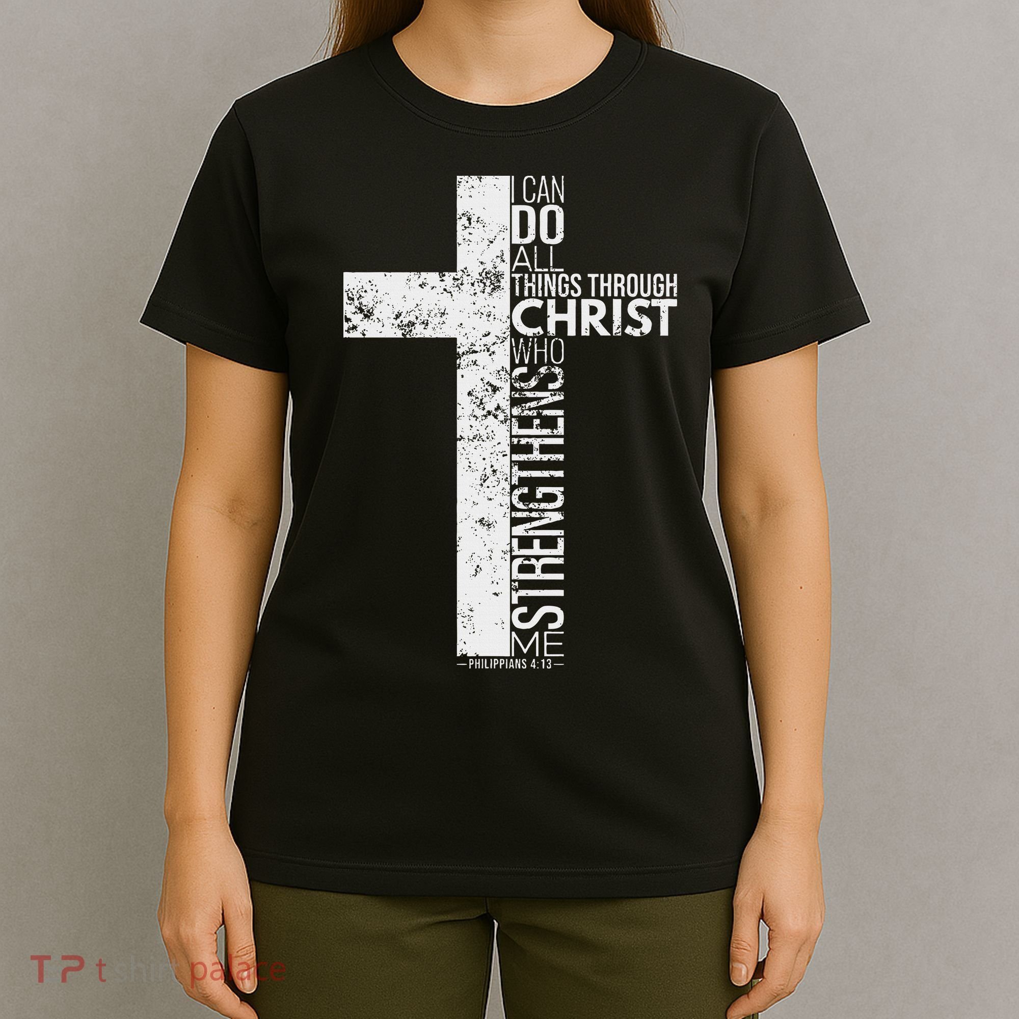 vintage Cross with Philippians 413 Christian  T-Shirt