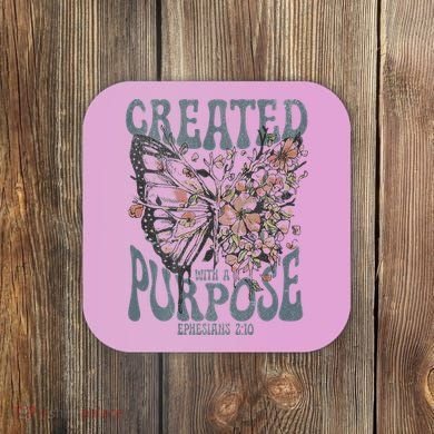 Vintage Created With A Purpose Butterfly Floral Coaster