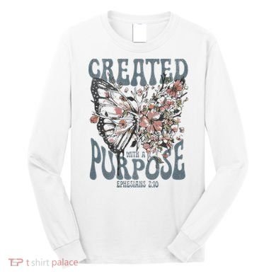 Vintage Created With A Purpose Butterfly Floral Long Sleeve Shirt