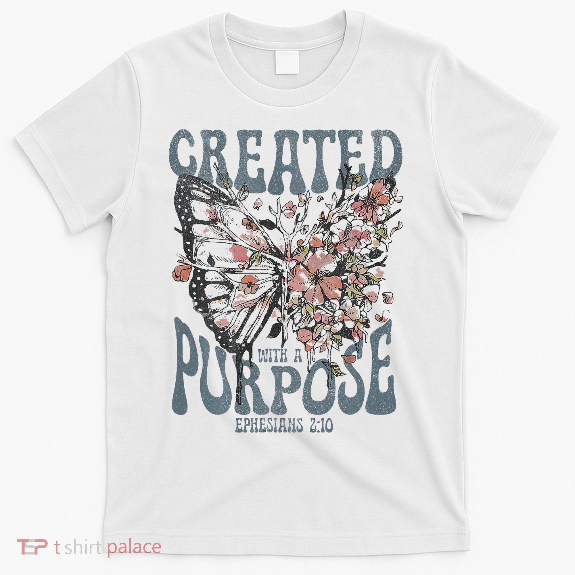 Vintage Created With A Purpose Butterfly Floral T-Shirt