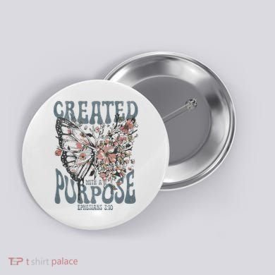 Vintage Created With A Purpose Butterfly Floral Button